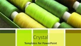  Presentation with green color - Colorful slides enhanced with spools-with-threads-closeup-palette backdrop and a yellow colored foreground