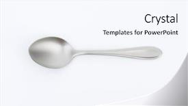  Presentation with silver fern black white flag - Audience pleasing PPT theme consisting of spoon - silver teaspoon on white background backdrop and a cool aqua colored foreground