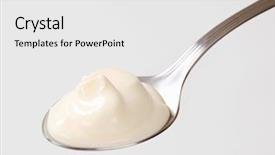  Presentation with cream - Colorful PPT theme enhanced with spoon - spoonful of fresh double cream backdrop and a white colored foreground