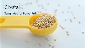  Presentation with quinoa - Presentation theme consisting of spoon and organic quinoa seeds background and a  colored foreground