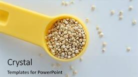  Presentation with quinoa - Beautiful PPT theme featuring spoon and organic quinoa seeds backdrop and a  colored foreground