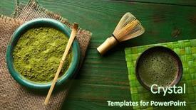  Presentation with matcha - Cool new slides with spoon for japanese ceremony backdrop and a tawny brown colored foreground