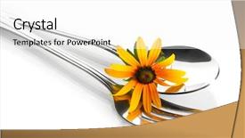 Presentation with spoon - Audience pleasing presentation theme consisting of spoon-fork-and-flower-isolated backdrop and a white colored foreground