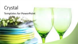  Presentation with color - Amazing presentation design having spoon fork knife - color table settings on table backdrop and a  colored foreground