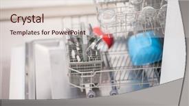  Presentation with clean - Colorful slides enhanced with spoon fork knife - open dishwasher with clean glass backdrop and a lemonade colored foreground