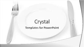  Presentation with spoon - Cool new slides with spoon fork knife - silver plug isolated on white backdrop and a white colored foreground