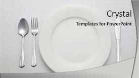  Presentation with table setting - Colorful theme enhanced with spoon fork knife - table setting of the dinnerware backdrop and a light gray colored foreground