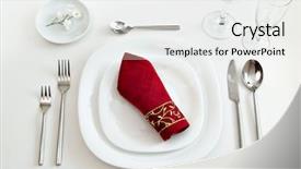  Presentation with napkin - Presentation theme having spoon fork knife - white place setting with dark background and a white colored foreground