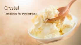  Presentation with cream - Presentation design featuring spoon homemade ice cream yoghurt background and a cream colored foreground
