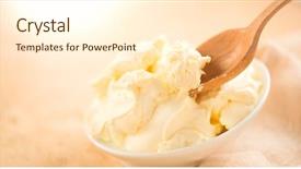  Presentation with cream cheese and fruit sandwich - Audience pleasing slide set consisting of spoon homemade ice cream yoghurt backdrop and a cream colored foreground