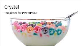  Presentation with breakfast cereal - PPT layouts consisting of spoon in fresh cow background and a white colored foreground
