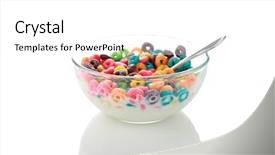  Presentation with breakfast cereal - Slides featuring spoon in fresh cow background and a white colored foreground
