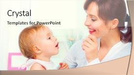  Presentation with baby food - Colorful presentation theme enhanced with spoon mother giving food backdrop and a cream colored foreground