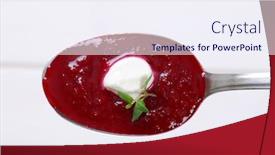  Presentation with beetroot - Slide set featuring spoon-of-beetroot-cream-soup background and a sky blue colored foreground