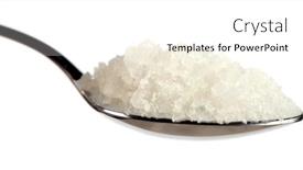  Presentation with extreme - Cool new PPT theme with spoon of coarse sea salt against a white background extreme close-up backdrop and a white colored foreground