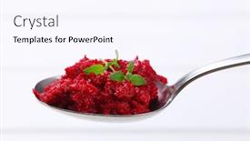  Presentation with beetroot - Slide set featuring spoon-of-fresh-beetroot-puree background and a sky blue colored foreground