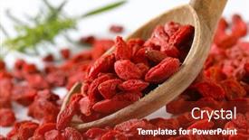  Presentation with goji - Cool new presentation with spoon of healthy goji berries - detail backdrop and a tawny brown colored foreground