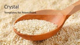  Presentation with sesame seeds and oil - Cool new slides with spoon of healthy sesame seeds backdrop and a lemonade colored foreground