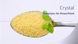  Presentation with couscous - Presentation design enhanced with spoon-of-raw-couscous background and a sky blue colored foreground