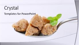  Presentation with soy - Cool new slide deck with spoon of soy meat cubes backdrop and a  colored foreground