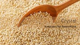  Presentation with quinoa - Beautiful presentation design featuring spoon of white quinoa seeds on quinoa background - close up backdrop and a gold colored foreground