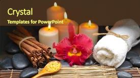  Presentation with orchid - Slide deck featuring spoon oil on mat background and a tawny brown colored foreground