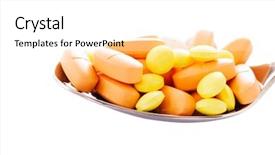  Presentation with abstract medical - Presentation theme having spoon on a lie tablets abstract medical background background and a white colored foreground