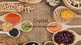  Presentation with beans legumes - Colorful PPT layouts enhanced with spoon on the sackcloth background backdrop and a coral colored foreground