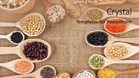  Presentation with beans legumes - PPT layouts featuring spoon on the sackcloth background background and a coral colored foreground