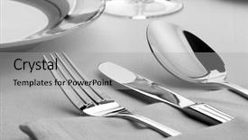  Presentation with dinner - Audience pleasing theme consisting of spoon on the table backdrop and a light gray colored foreground