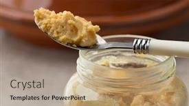  Presentation with moroccan - Cool new PPT layouts with spoon-with-aged-moroccan-smen backdrop and a coral colored foreground