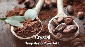  Presentation with herbal powder green - Theme having spoon with aromatic cocoa powder background and a tawny brown colored foreground