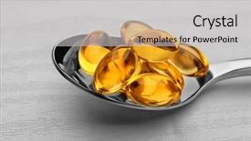  Presentation with oil shales - Presentation consisting of spoon with cod liver oil background and a light gray colored foreground