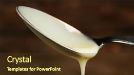  Presentation with condensed milk - Colorful presentation enhanced with spoon with condensed milk close backdrop and a  colored foreground