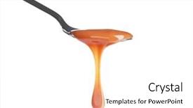  Presentation with spoon - Presentation theme having spoon with delicious caramel sauce background and a white colored foreground