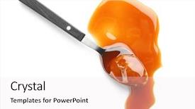  Presentation with spoon - Theme consisting of spoon with delicious caramel sauce background and a white colored foreground