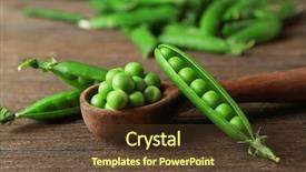  Presentation with peas - Colorful theme enhanced with spoon with fresh green peas backdrop and a tawny brown colored foreground