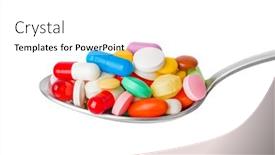  Presentation with white pills spilled from pills - Beautiful PPT layouts featuring spoon-with-pills-isolated backdrop and a white colored foreground