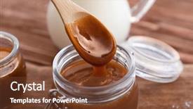 Presentation with sauce - Beautiful PPT theme featuring spoon with tasty caramel sauce backdrop and a tawny brown colored foreground