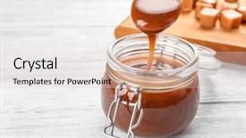  Presentation with spoon - Slide set enhanced with spoon with tasty caramel sauce background and a lemonade colored foreground