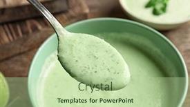  Presentation with taco - Slide set with spoon-with-tasty-creamy-sauce background and a mint green colored foreground