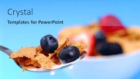  Presentation with flakes cereal - Audience pleasing presentation theme consisting of spoonful-of-crispy-bran-flakes backdrop and a light blue colored foreground