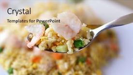  Presentation with ready - Cool new presentation theme with spoonful of fried rice ready to be fed into hungry mouth backdrop and a lemonade colored foreground