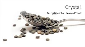  Presentation with lentils - Beautiful presentation design featuring spoonful of green puy lentils on white background backdrop and a white colored foreground