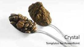 Presentation with coffee powder in machine - Beautiful PPT theme featuring spoonful of the coffee powder backdrop and a white colored foreground