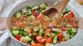  Presentation with salad - Beautiful presentation design featuring spooning-fresh-israeli-salad backdrop and a red colored foreground