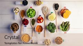  Presentation with healthy - Colorful presentation theme enhanced with spoons of healthy ingredients backdrop and a coral colored foreground