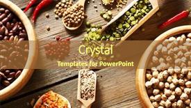  Presentation with wooden - Presentation theme enhanced with spoons of various legume background and a red colored foreground