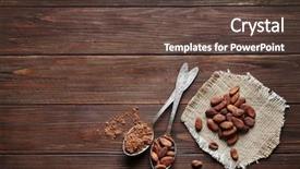  Presentation with cocoa - PPT theme with spoons with aromatic cocoa beans background and a tawny brown colored foreground