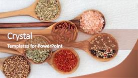  Presentation with food saffron - Colorful slide deck enhanced with spoons with coriander seed saffron backdrop and a red colored foreground